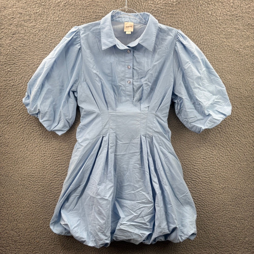 Maeve Dress Women S Light Blue Puff Sleeve Bubble Hem Smocked Waist OB2019928